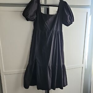 Astr Black Pleated Puff Sleeve Maxi Dress